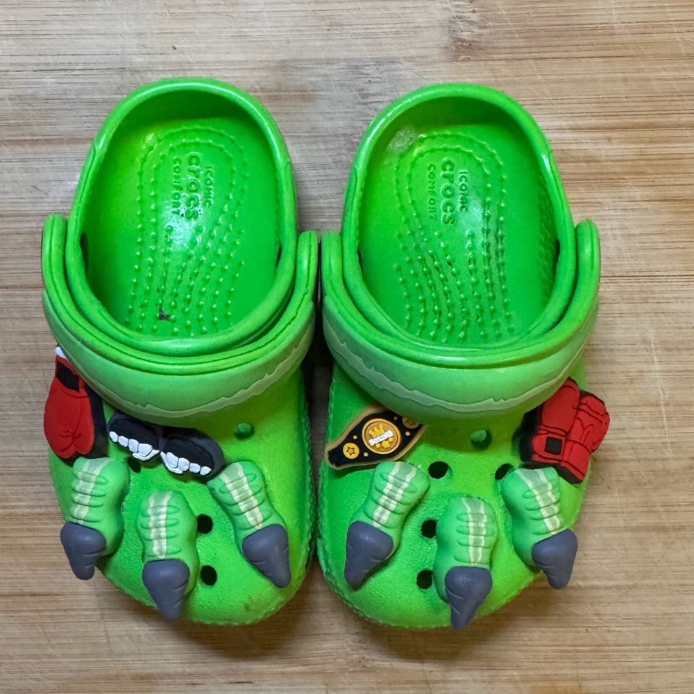 CROCS Bright Green Dinosaur Claw Shoes